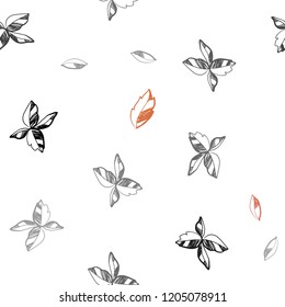 Light Red, Yellow vector seamless doodle backdrop with leaves. Doodle illustration of leaves in Origami style with gradient. Template for business cards, websites.