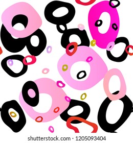 Light Red, Yellow vector seamless background with bubbles. Illustration with set of shining colorful abstract circles. Pattern for design of fabric, wallpapers.