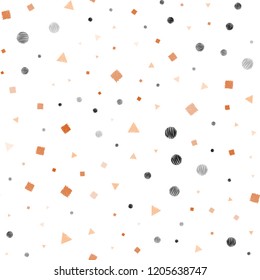 Light Red, Yellow vector seamless cover with polygonal style with circles. Glitter abstract illustration with spheres, squares, lines. Pattern for design of fabric, wallpapers.