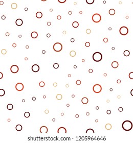 Light Red, Yellow vector seamless texture with disks. Illustration with set of shining colorful abstract circles. Completely new template for your brand book.