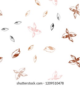 Light Red, Yellow vector seamless doodle layout with leaves. Doodle illustration of leaves in Origami style with gradient. Pattern for design of fabric, wallpapers.