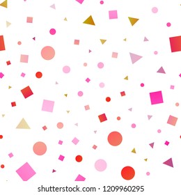 Light Red, Yellow vector seamless layout with circles, lines, rectangles. Circles, lines, rhombus with colorful gradient. Pattern for trendy fabric, wallpapers.