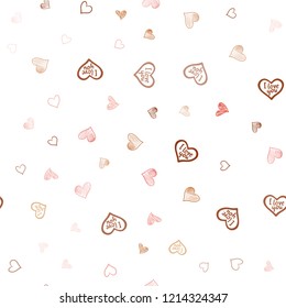 Light Red, Yellow vector seamless pattern with colorful hearts. Blurred decorative design in doodle style with hearts. Pattern for carnival, festival romantic leaflets.