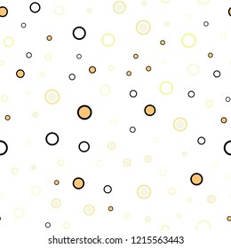 Light Red, Yellow vector seamless texture with disks. Glitter abstract illustration with blurred drops of rain. Pattern for trendy fabric, wallpapers.