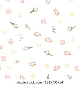 Light Red, Yellow vector seamless cover with cuisine gourmet. Fast Food on blurred abstract background with colorful gradient. Pattern for ad, booklets, leaflets of restaurants.