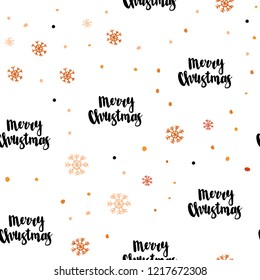Light Red, Yellow vector seamless layout with bright snowflakes. Colorful decorative design in xmas style with snow. Template for business cards, websites.