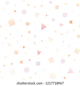 Light Red, Yellow vector seamless background with triangles, circles, cubes. Illustration with set of colorful circles, triangles, squares. Pattern for design of fabric, wallpapers.