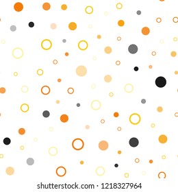 Light Red, Yellow vector seamless texture with disks. Glitter abstract illustration with blurred drops of rain. Pattern for trendy fabric, wallpapers.