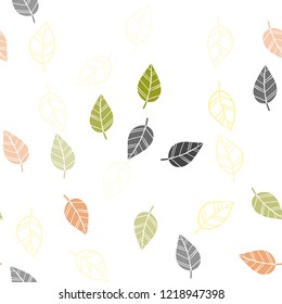Light Red, Yellow vector seamless doodle pattern with leaves. Creative illustration in blurred style with leaves. Design for textile, fabric, wallpapers.