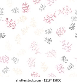Light Red, Yellow vector seamless natural background with branches. Brand new colored illustration with leaves and branches. Texture for window blinds, curtains.
