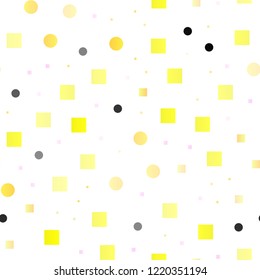 Light Red, Yellow vector seamless pattern with spheres, squares. Glitter abstract illustration with cubes, circles. Pattern for trendy fabric, wallpapers.