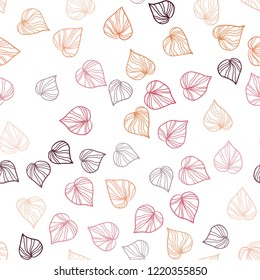 Light Red, Yellow vector seamless doodle background with leaves. New colorful illustration in doodle style with leaves. Pattern for design of fabric, wallpapers.