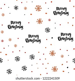 Light Red, Yellow vector seamless template with ice snowflakes. Shining colorful illustration with snow on abstract template. Pattern for design of window blinds, curtains.