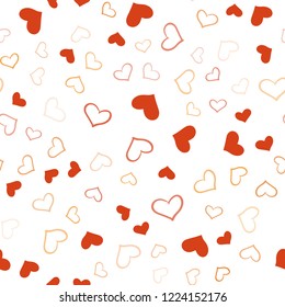 Light Red, Yellow vector seamless pattern with colorful hearts. Hearts on blurred abstract background with colorful gradient. Pattern for carnival, festival romantic leaflets.