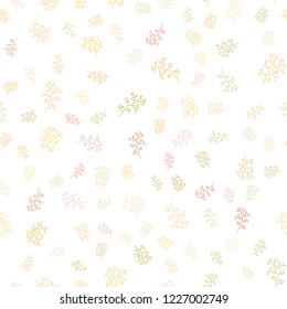 Light Red, Yellow vector seamless natural background with leaves, branches. Illustration with doodles on abstract template. Pattern for trendy fabric, wallpapers.