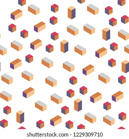 Light Red, Yellow vector seamless, isometric layout with lines, rectangles. Abstract gradient illustration with rectangles. Pattern for design of fabric, wallpapers.