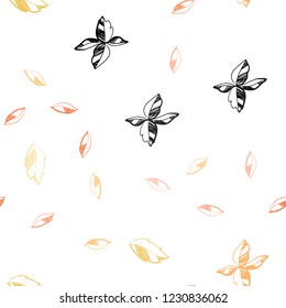 Light Red, Yellow vector seamless elegant template with leaves. Creative illustration in blurred style with leaves. Pattern for design of fabric, wallpapers.