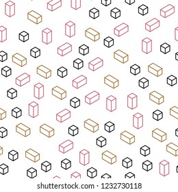 Light Red, Yellow vector seamless, isometric texture in rectangular style. Abstract gradient illustration with rectangles. Texture for window blinds, curtains.