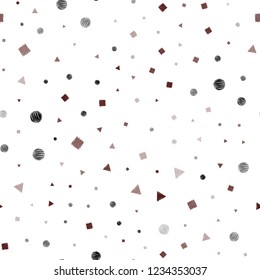 Light Red, Yellow vector seamless cover with polygonal style with circles. Decorative design in abstract style with lines, dots, cubes. Pattern for trendy fabric, wallpapers.