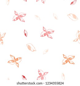 Light Red, Yellow vector seamless natural artwork with leaves. New colorful illustration in doodle style with leaves. Pattern for design of window blinds, curtains.