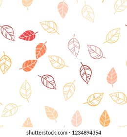 Light Red, Yellow vector seamless abstract background with leaves. Decorative illustration with doodles on abstract template. Design for textile, fabric, wallpapers.