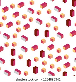 Light Red, Yellow vector seamless, isometric backdrop with rhombus. Glitter abstract illustration with rectangular shapes. Design for wallpaper, fabric makers.