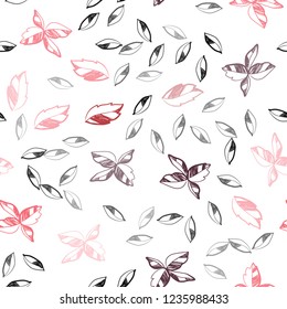 Light Red, Yellow vector seamless natural backdrop with leaves. An elegant bright illustration with leaves in Natural style. Pattern for design of window blinds, curtains.