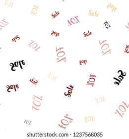 Light Red, Yellow vector seamless cover with symbols of 70 % sales. Shining colorful illustration with isolated selling prices. Design for business ads, commercials.