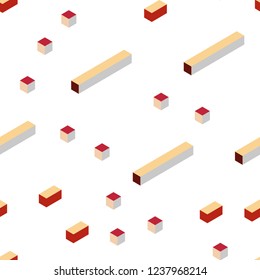 Light Red, Yellow vector seamless, isometric backdrop with rhombus. Beautiful illustration with rectangles and squares. Pattern for trendy fabric, wallpapers.