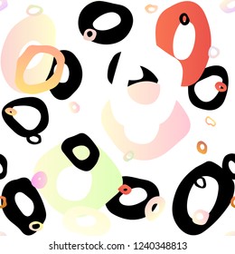 Light Red, Yellow vector seamless backdrop with dots, spots. Illustration with set of shining colorful abstract circles. Design for textile, fabric, wallpapers.