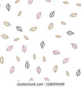 Light Red, Yellow vector seamless doodle layout with leaves. Decorative illustration with doodles on abstract template. Pattern for trendy fabric, wallpapers.
