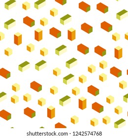 Light Red, Yellow vector seamless, isometric pattern in square style. Rectangles on abstract background with colorful gradient. Texture for window blinds, curtains.