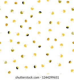 Light Red, Yellow vector seamless template with cups of coffee, beans. Gradient abstract collection of coffee cups and beans. Pattern for ad, booklets, leaflets of restaurants.
