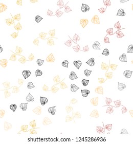 Light Red, Yellow vector seamless natural backdrop with leaves. Modern geometrical abstract illustration with leaves. Pattern for trendy fabric, wallpapers.