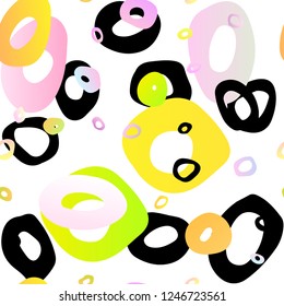 Light Red, Yellow vector seamless pattern with spheres. Glitter abstract illustration with blurred drops of rain. Design for textile, fabric, wallpapers.