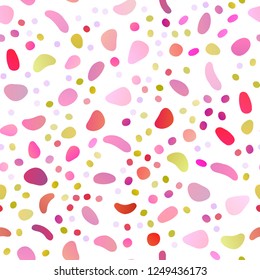 Light Red, Yellow vector seamless backdrop with dots, spots. Blurred bubbles on abstract backdrop with colorful gradient. Pattern for trendy fabric, wallpapers.