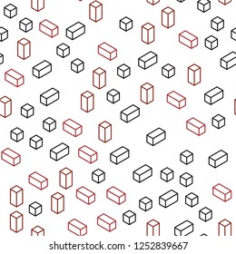 Light Red, Yellow vector seamless, isometric layout with lines, rectangles. Decorative design in abstract style with rectangles. Design for wallpaper, fabric makers.