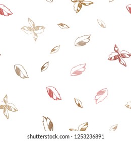 Light Red, Yellow vector seamless doodle template with leaves. Decorative illustration with doodles on abstract template. Pattern for design of window blinds, curtains.