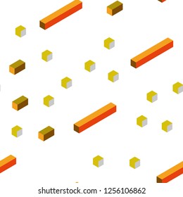 Light Red, Yellow vector seamless, isometric pattern in square style. Glitter abstract illustration with rectangular shapes. Pattern for design of fabric, wallpapers.