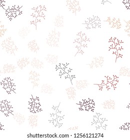 Light Red, Yellow vector seamless doodle pattern with branches. Creative illustration in blurred style with leaves, branches. Template for business cards, websites.