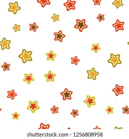 Light Red, Yellow vector seamless texture with beautiful stars. Blurred decorative design in simple style with stars. Texture for window blinds, curtains.