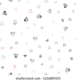 Light Red, Yellow vector seamless cover with Shining hearts. Glitter abstract illustration with colorful hearts in romantic style. Pattern can be used for valentine's ad, booklets.