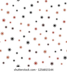 Light Red, Yellow vector seamless template with ice snowflakes. Glitter abstract illustration with crystals of ice. Texture for window blinds, curtains.