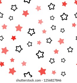 Light Red, Yellow vector seamless template with sky stars. Shining colored illustration with stars. Template for business cards, websites.