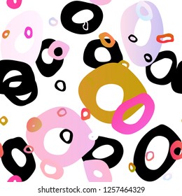 Light Red, Yellow vector seamless backdrop with dots, spots. Glitter abstract illustration with blurred drops of rain. Pattern for trendy fabric, wallpapers.