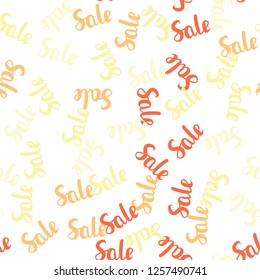 Light Red, Yellow vector seamless pattern with 70, 90 percentage signs. Abstract illustration with colorful gradient symbols of sales. Template for season sales, shopping ads.