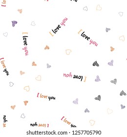 Light Red, Yellow vector seamless layout with sweet hearts. Glitter abstract illustration with colorful hearts in romantic style. Design for ad, poster, banner of Valentine Day.