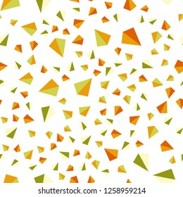 Light Red, Yellow vector seamless, isometric template with crystals, triangles. Modern abstract illustration with colorful triangles. Design for textile, fabric, wallpapers.