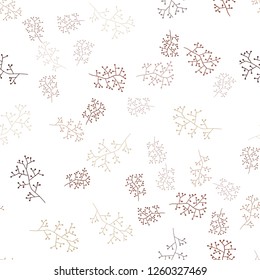 Light Red, Yellow vector seamless natural artwork with branches. Leaves, branches in natural style on white background. Pattern for trendy fabric, wallpapers.