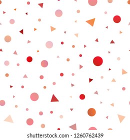 Light Red, Yellow vector seamless pattern in polygonal style with circles. Glitter abstract illustration with spheres, triangular lines. Pattern for design of window blinds, curtains.